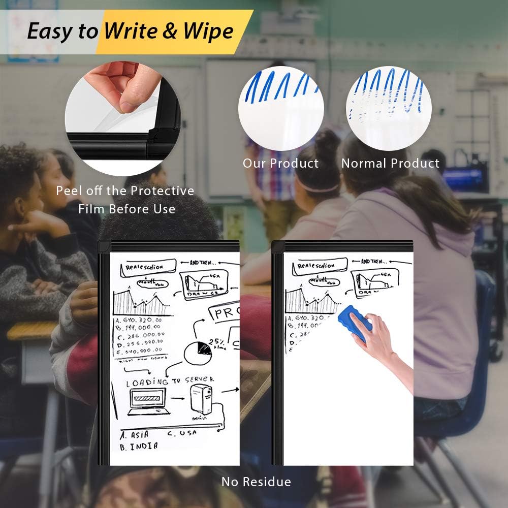 Easel Whiteboard - Black Magnetic Portable Dry Erase 40 x 28 Tripod Height Adjustable, Flipchart Easel Stand White Board for Office