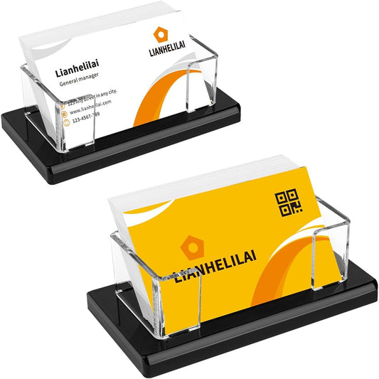 2Pack Acrylic Business Card Holder Black Enlarged Holds 120 Cards for Office/Exhibition/Restaurant Desk/Counter Display Name Card Organizer Stand