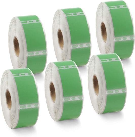 BETCKEY Colored Labels Compatible with Dymo 30347 (1" x 1-1/2") Book Spine Lables, Compatible for Dymo LabelWriter Thermal 450, 4XL & Zebra Desktop Printers [6 Rolls, 4500 Labels, Green]