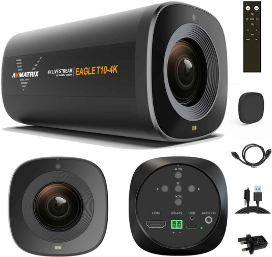 AVMATRIX Live Streaming Camera 10X Optical Zoom 75.4° Wide Angle ToF Auto Focus FHD 1080P 60fps Streaming Camera with USB3.0 & HDMI Out Work with OBS Zoom Teams YouTube/Twitch/Facebook Eagle T10