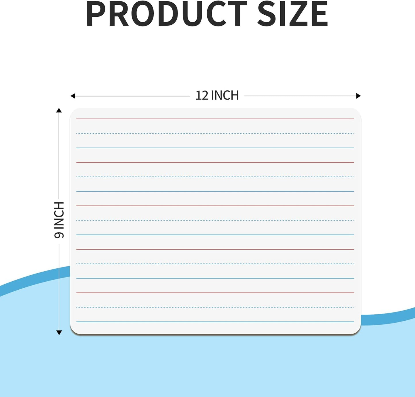 6pack Dry Erase Board 9"x12" with Lines and Blank Surface Learning,Math,Writing - Student,Teacher & Homeschool Supplies Mini Whiteboard Erasers Included Colors pens