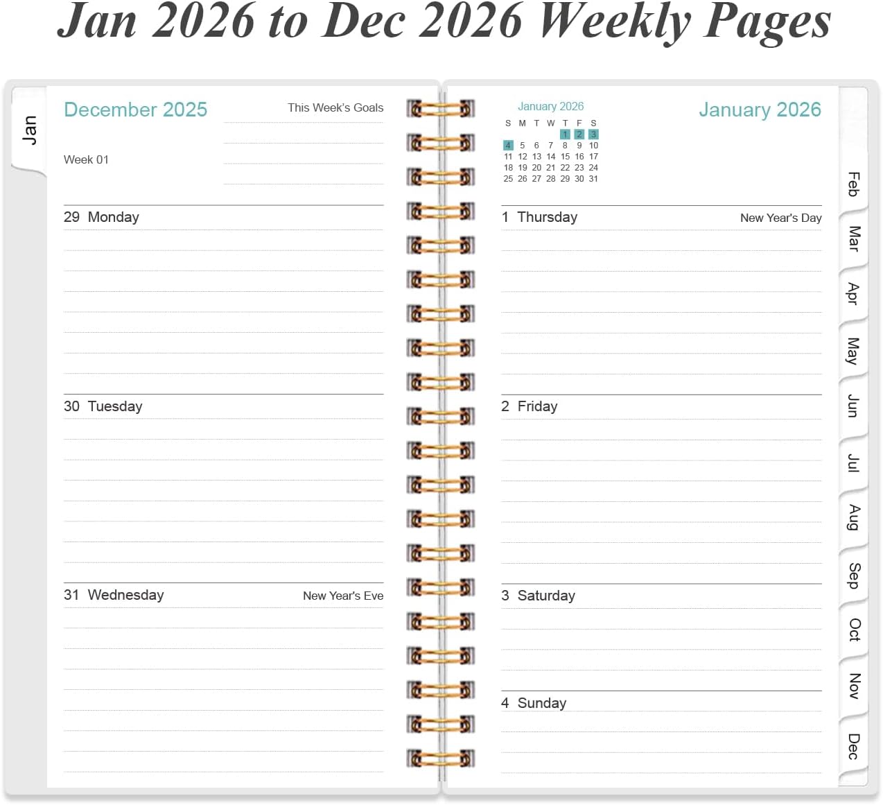 2026 Pocket Planner/Calendar - 2026 Planner from January 2026 - December 2026, Planner 2026 with 12 Tabs, Twin-Wire Binding, Inner Pocket, 3.75" x 6.75, Rose Flower