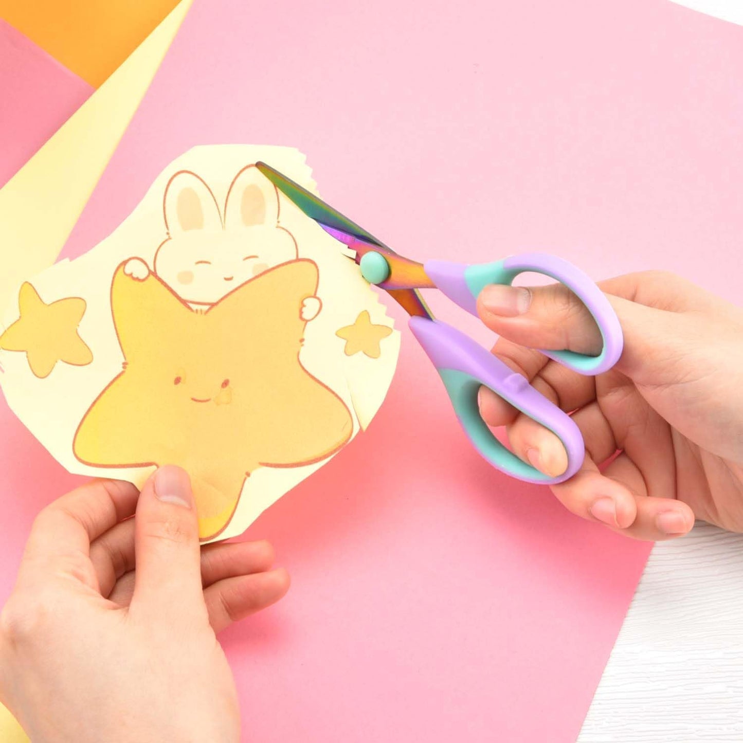 Craft Scissors Set of 3 pack, Sharp Rainbow Titanium Coating All Purpose Scissors, Ergonomic Semi-Soft Rubber Grip, Suitable for School, Office and Household Use, 9.2''/8.5''/5.6"