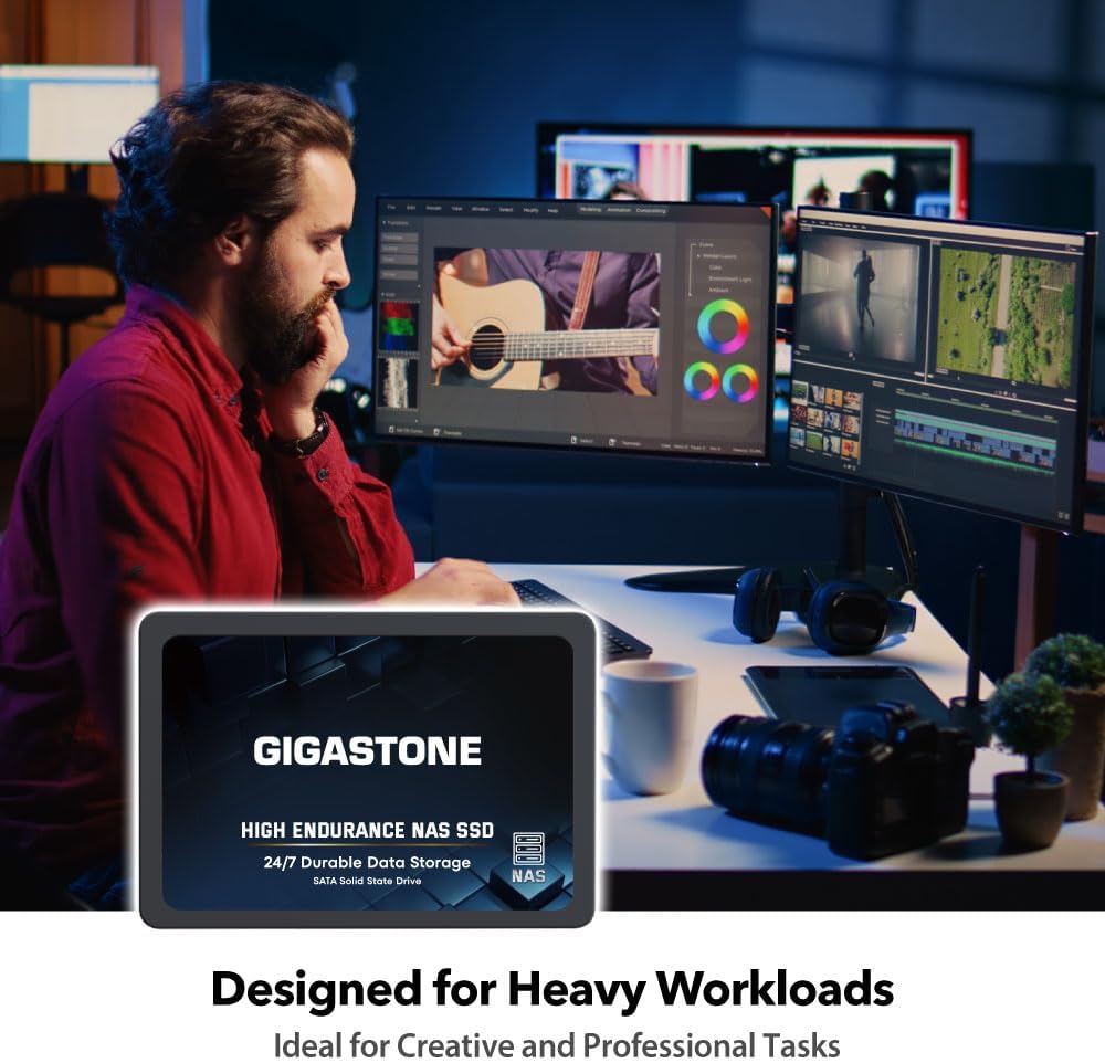 Gigastone 2TB NAS SSD Drive (2-Pack) 24/7 Durable TLC High Endurance RAID Data Storage Network Attached Storage 2.5" SATA Internal Solid State Hard Drives