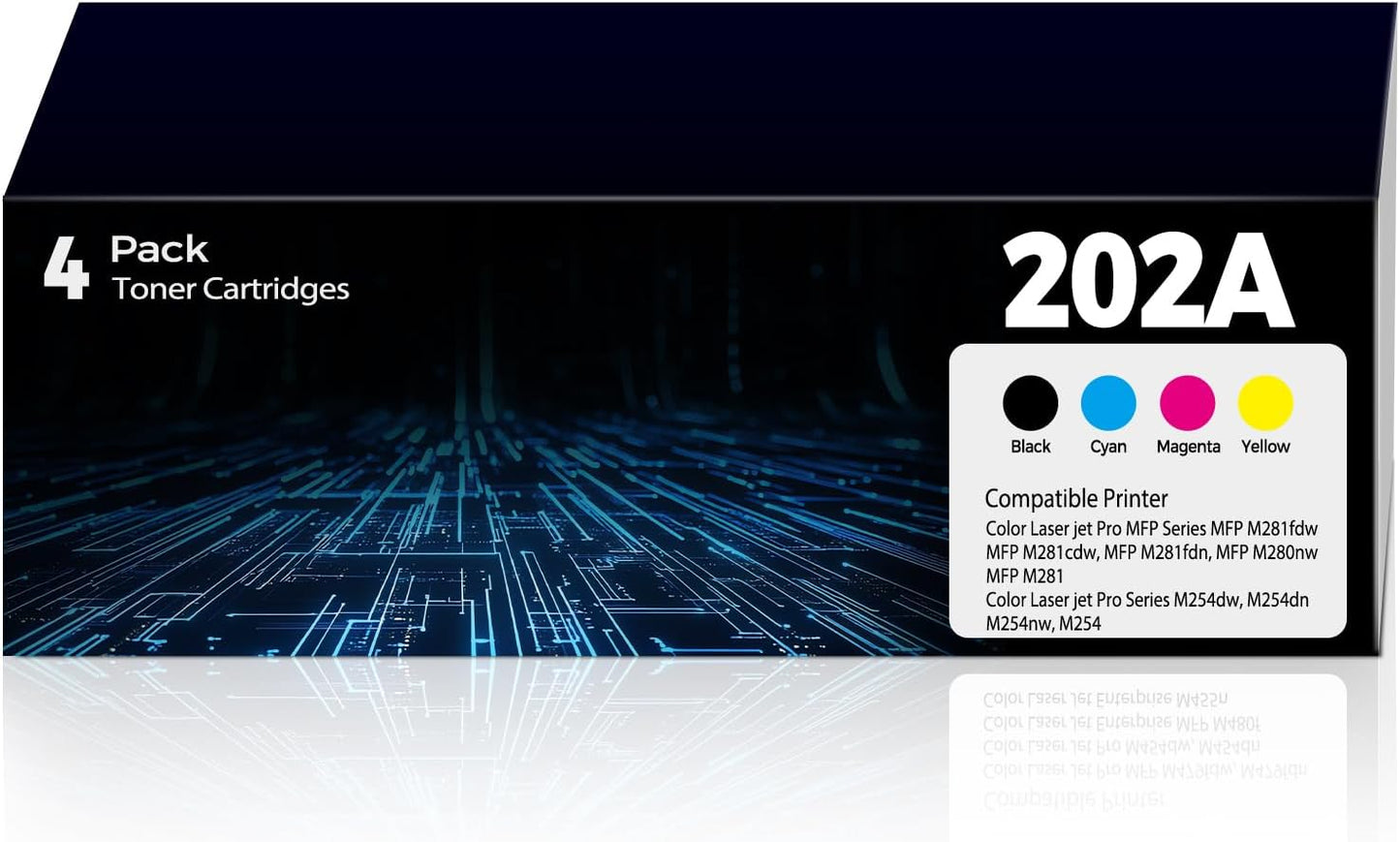 202A Toner Cartridges 4Pack Color Laser jet Pro MFP M281FDW M254DW M281CDW Compatible for HP 202A Toner Cartridges Combo Pack Compatible for Color Laser jet Pro MFP M281FDW M281CDW M281FDN M254DW M254