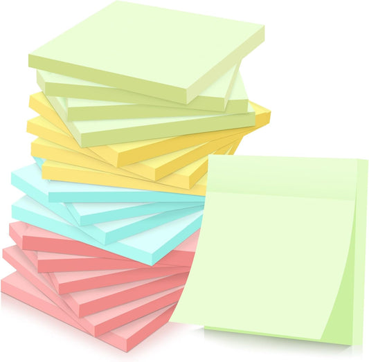 Fainne 200 Pack Sticky Notes Bulk Back to School Supplies Self Stick Note Pads Paper Memo for Office First Day of School Student Teacher Essentials (3 x 3 Inch,Simple Color)