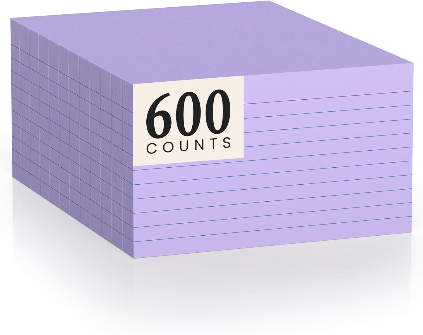 600 Count Index Cards 3 x 5 Inch Purple Lined Flash Cards Ideal for Studying and To-do-List, Portable Note Cards Taking for Students and Teachers, Flash Card Styled for Home, Office or School Use