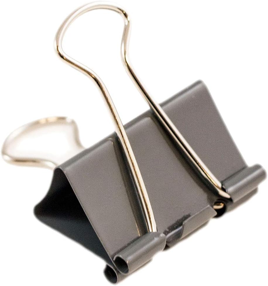 JAM PAPER Colorful Binder Clips - Medium - 1 1/4 Inch (32 mm) - Grey Binderclips - 15/Pack