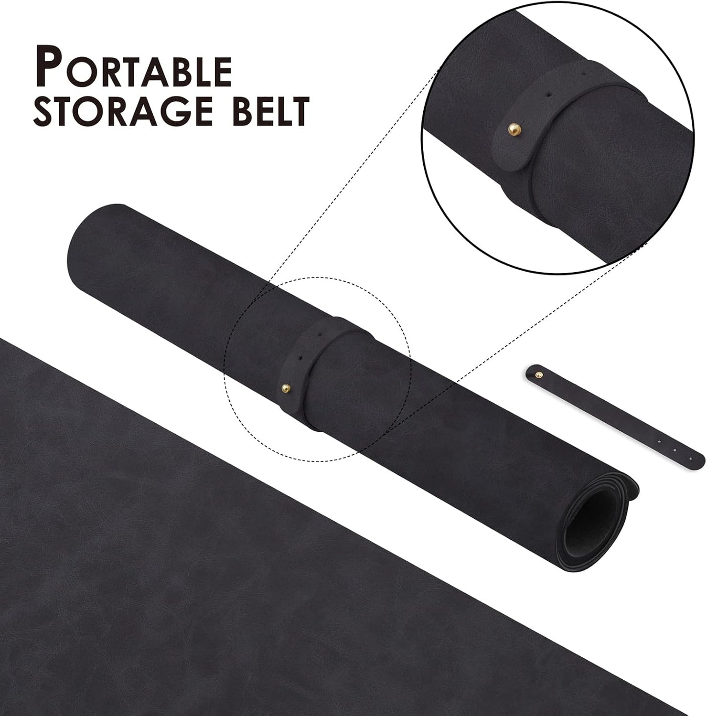 Distressed Leather Desk Mat - Non-Slip PU Desk Pad for Office and Home - Desk Organization and Accessories - Ideal for Large Mouse Pad and Desk Mats on Top of Desks(Charcoal Black,31.5"x 15.7")