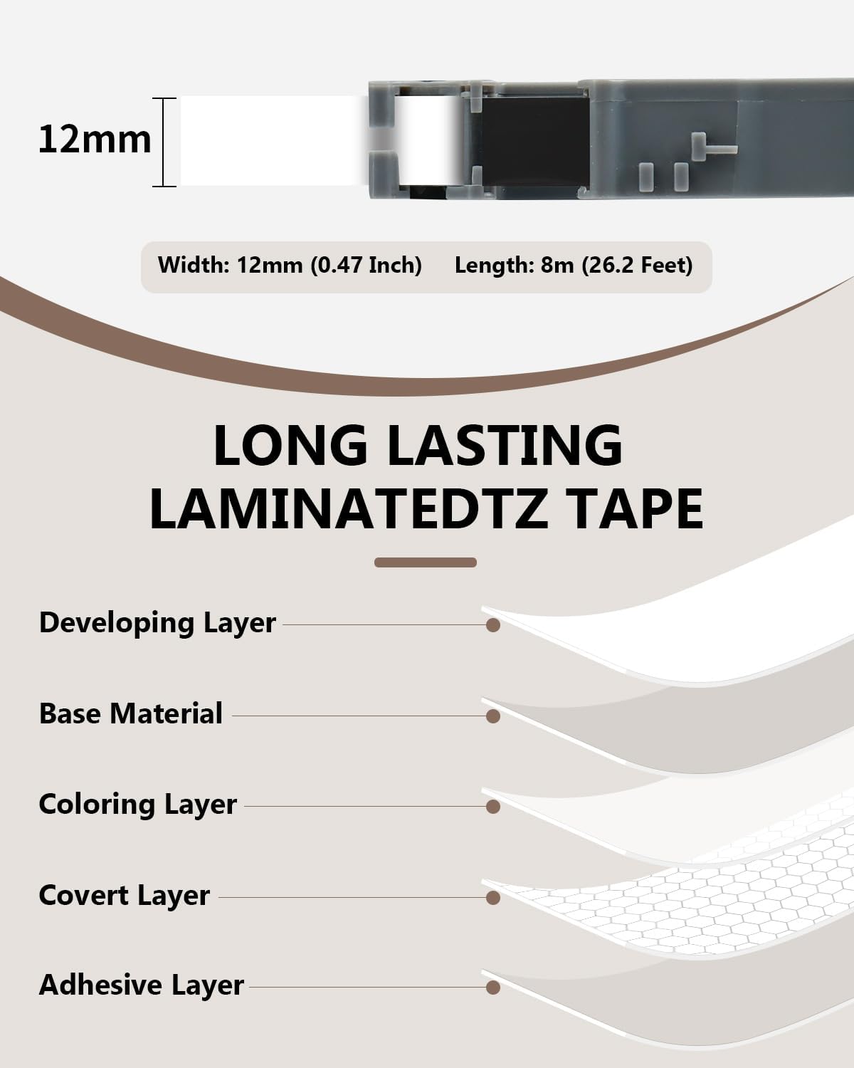 6-Pack Tze 12mm 0.47" Laminated Multi-Color Tz Tape Compatible with Brother P Touch Colored Label Tape Tze 131 231 431 531 631 731 Work for PTouch PT-H110 PT-D210 D220 D400 1290 Label Makers