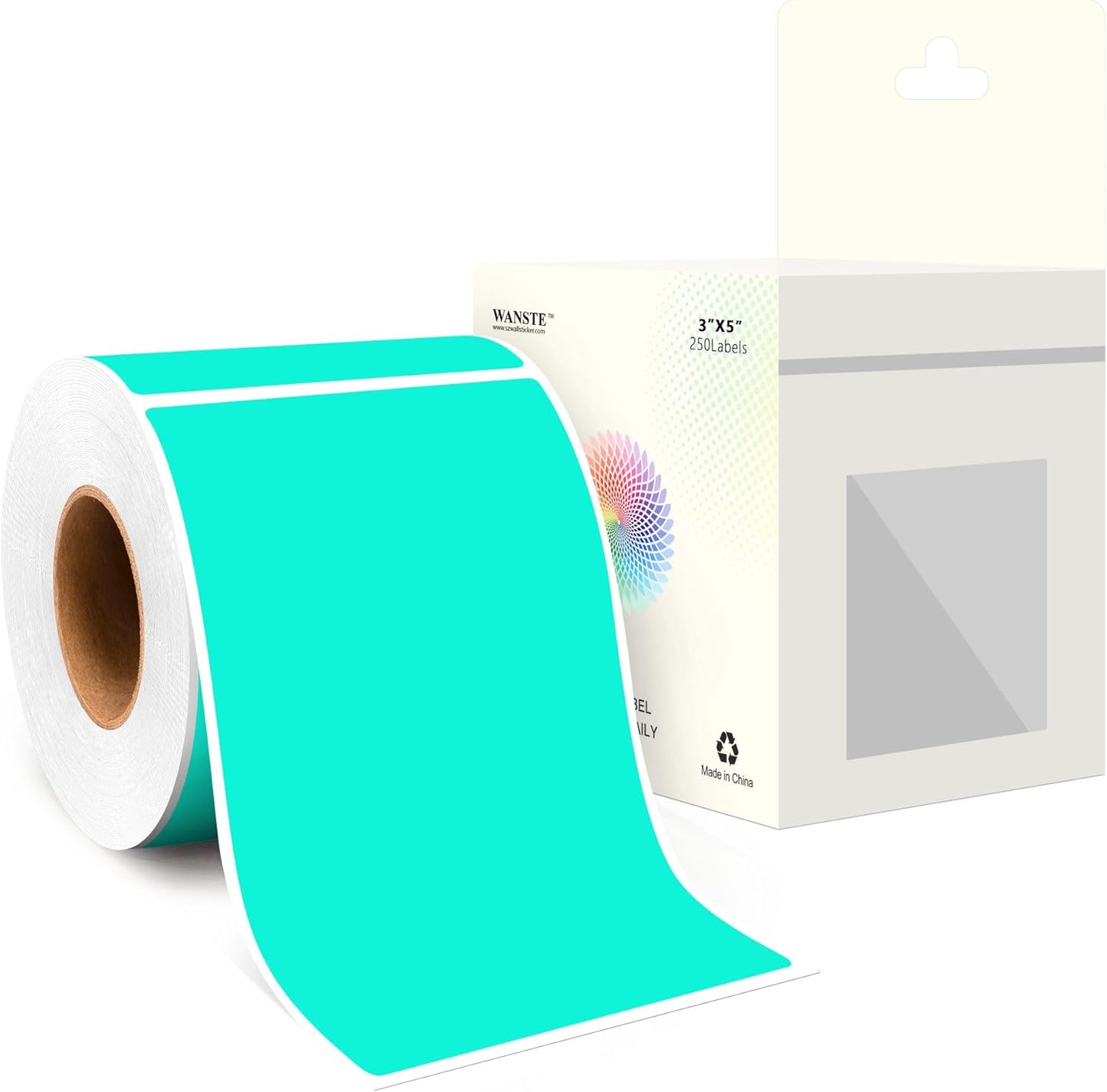 3 x 5 Inch 250Pcs Rectangle Color Coding Stickers,Strong Adhesion Moving Labels for Organization,Inventory,Business,Aqua