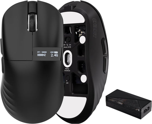 Chilkey Glacier LW 8K M Wireless Gaming Mouse with Screen - 49g Super Lightweight - Dual 8K Polling - Maximum 30000 DPI - Optical Switch - Tri-Mode 2.4G/USB-C/Bluetooth 5.2 - Black