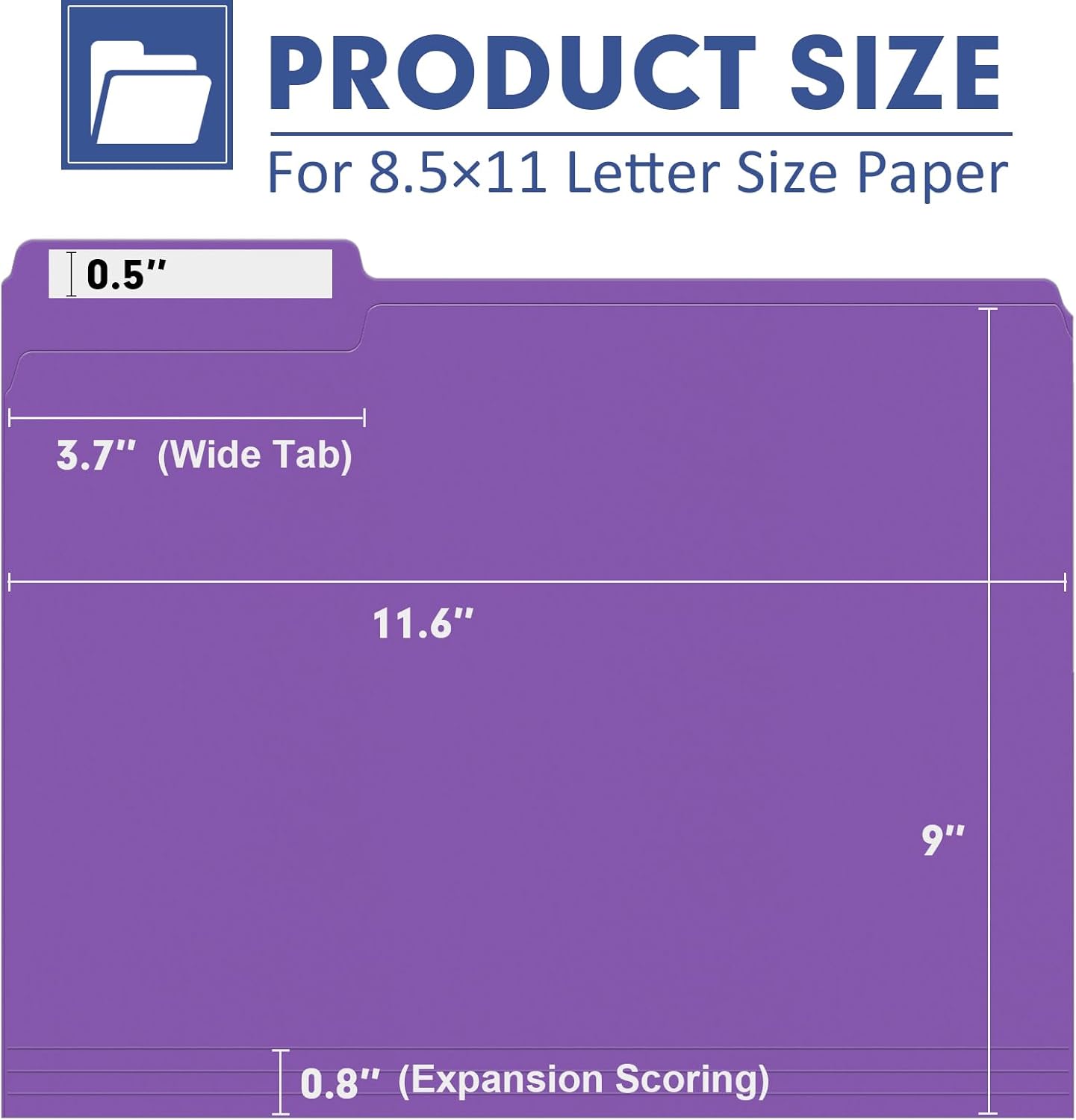 File Folder, PANDRI 120 Pack File Folder, 1/3 Cut Tab, Letter Size, Filing Folder for Office School Business, Purple