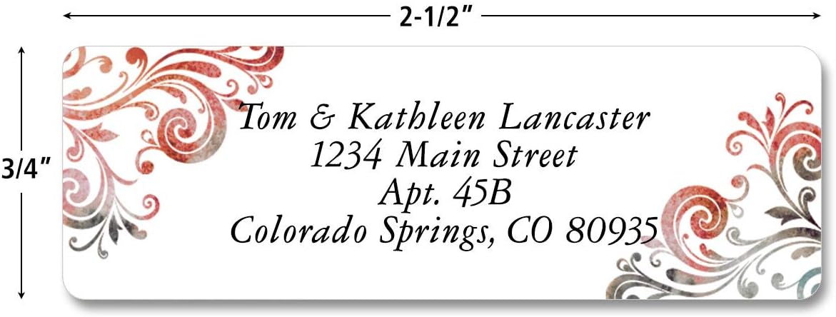 Colorful Images Colorful Gray Swirls Rolled Personalized Return Address Mailing Labels with Dispenser, Customize with Name & Shipping Address, 250 ¾” x 2½” Self Adhesive, Easy Peel Label Roll