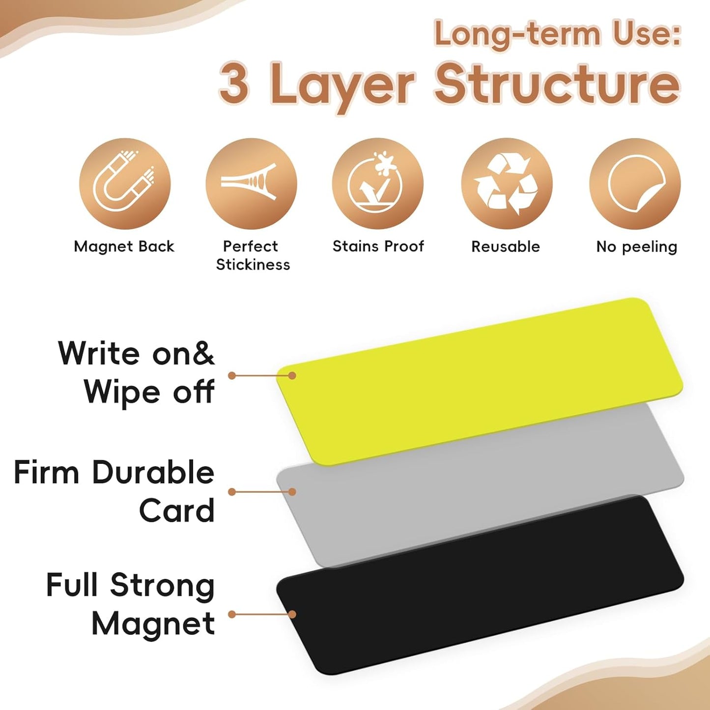 48 Pieces Colorful Magnetic Dry Erase Labels,Waterproof Reusable Strips for Classroom Home Office Garage Refrigerator Blank Writable Erasable Cards Colored Border Name Tags Students Locker Shelf