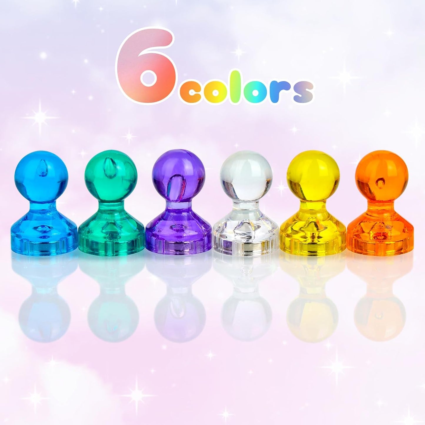 60PCS Colorful Strong Magnetic Push Pin Magnets, 6 Assorted Color for Office, Classroom, Kitchen Home and School, Map Magnets, Whiteboard Magnet