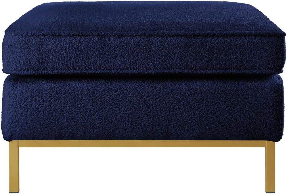 24KF Large Square Couch Ottoman for Living Room, Upholstered Teddy Fabric Padded Cushion Ottoman Table,Large Foot Rest,5088-Teddy Navy