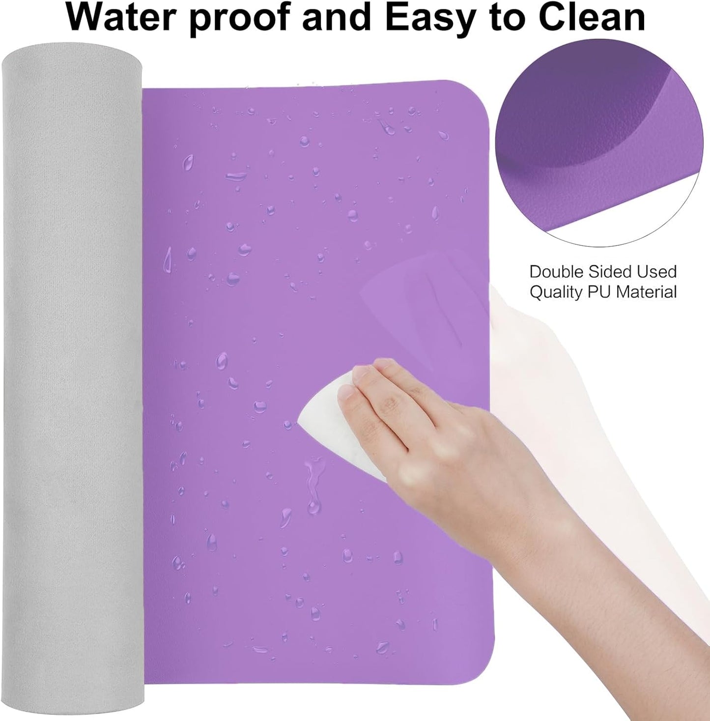 Boutilon Leather Desk Pad Protector,Non-Slip Mouse Pad,Laptop Desk Pad,Office Mouse Mat,Waterproof Leather Desk Blotter,Desk Writing Pad for Office and Home (M-Purple,30"x14")