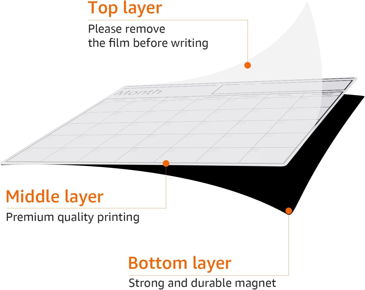Amazon Basics Magnetic Dry Erase Whiteboard Calendar, 12" x 17", Includes 4 Markers And Eraser