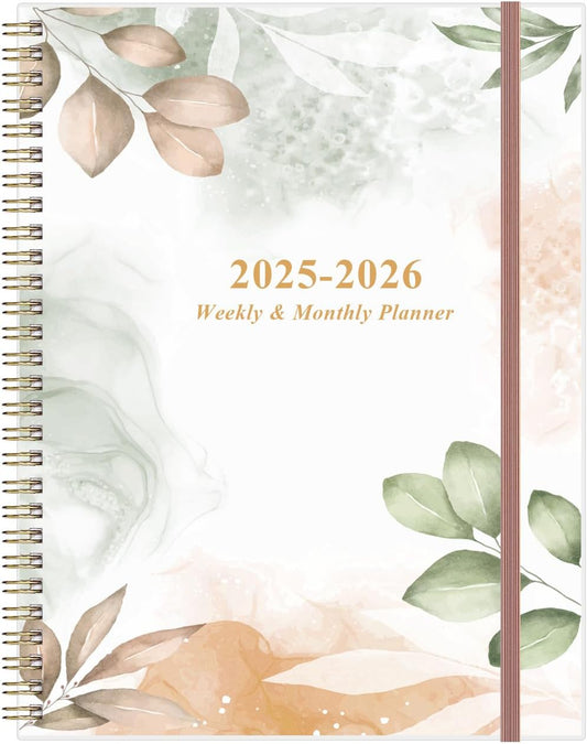 2025-2026 Planner - Academic Planner 2025-2026 from July 2025 to June 2026 with 12 Monthly Tabs, Flexible Cover, Inner Pocket, 8.5" x 11", Rose Leaf
