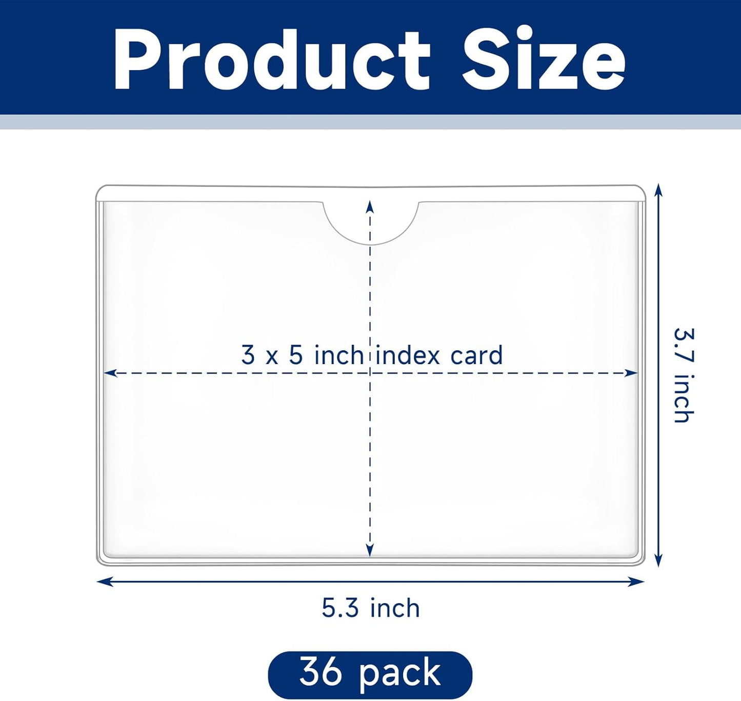 36Pcs Adhesive 3" x 5" Index Card Pockets, Clear Label Holders with Top Open for Loading, Plastic Pocket Sleeves for Organizing Storage Bins, Library Cards, Shelves