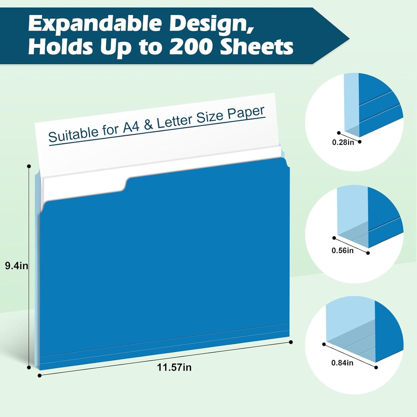 36 Pack Two-Tone Color File Folders, Bulk1/3-Cut Tabs Letter Size Files Folders with 6 Assorted Colors, Ideal School Office Supplies