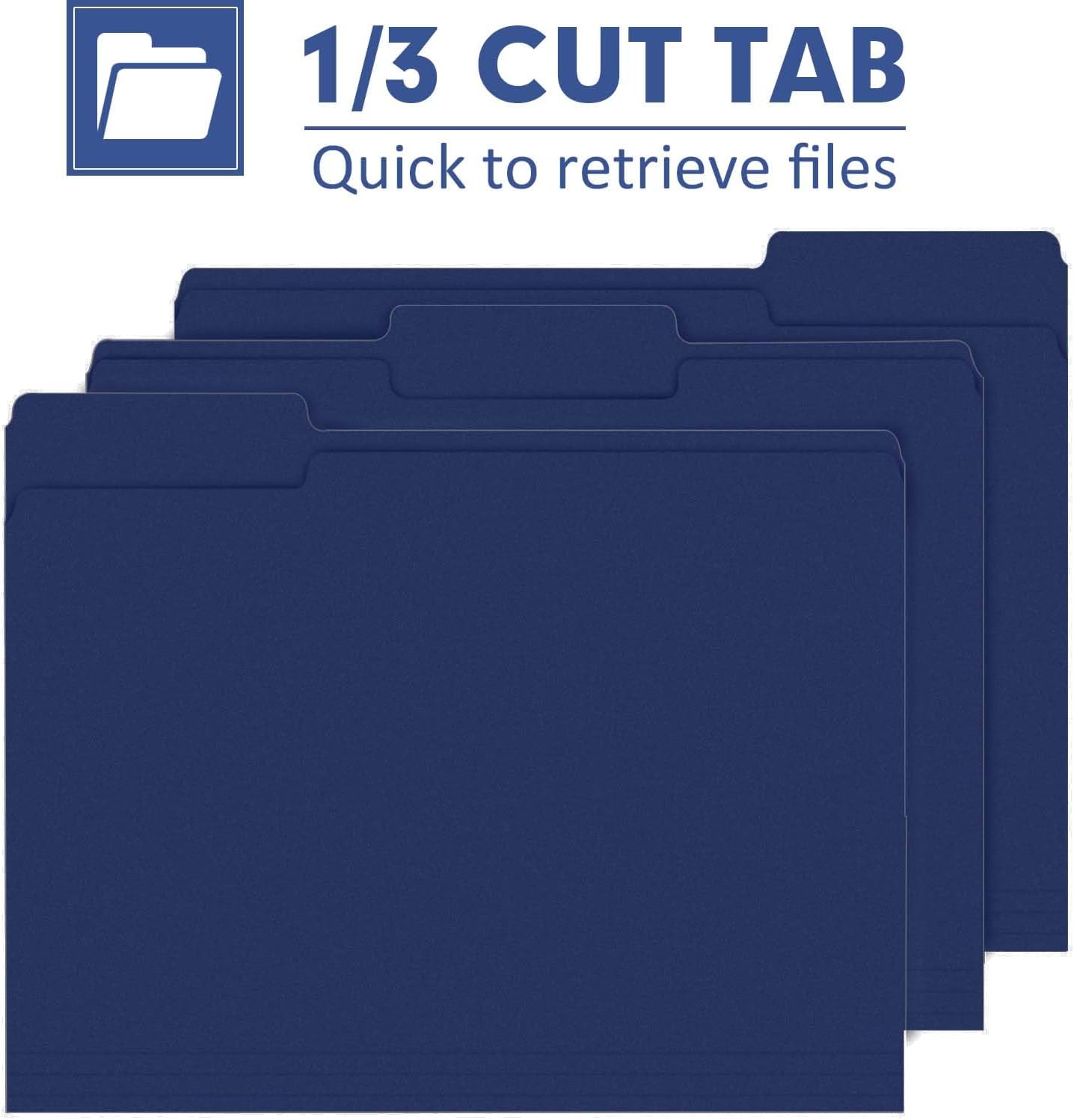File Folder, PANDRI 120 Pack File Folder, 1/3 Cut Tab, Letter Size, Filing Folder for Office School Business, Dark Blue
