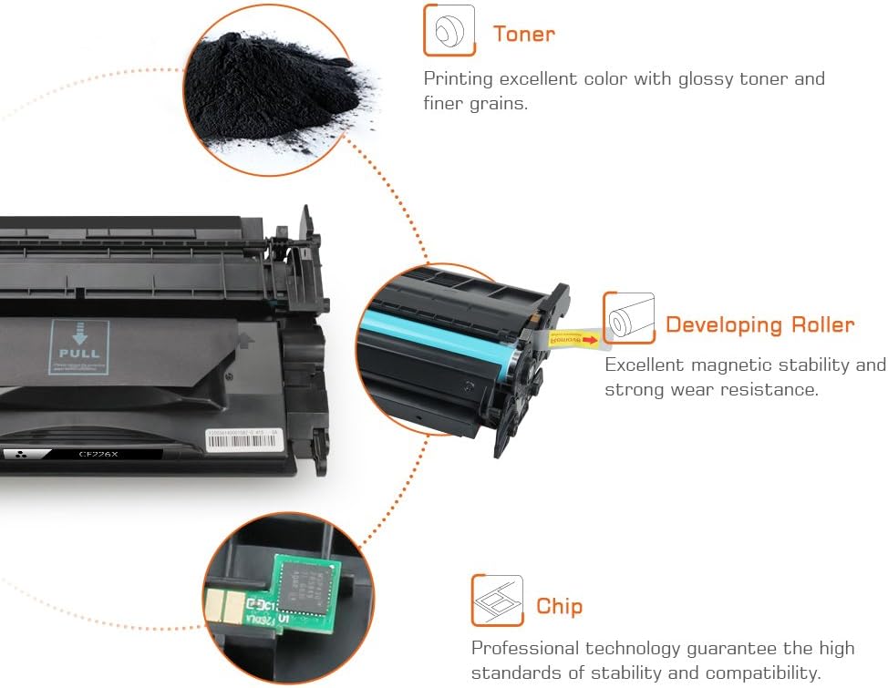 Compatible Toner Cartridge Replacement for HP CF226X 26X (1-Pack High Yield), Compatible use with HP Laserjet Pro M402dn M402n M402dw M402dne, MFP M426fdw M426fdn Printer
