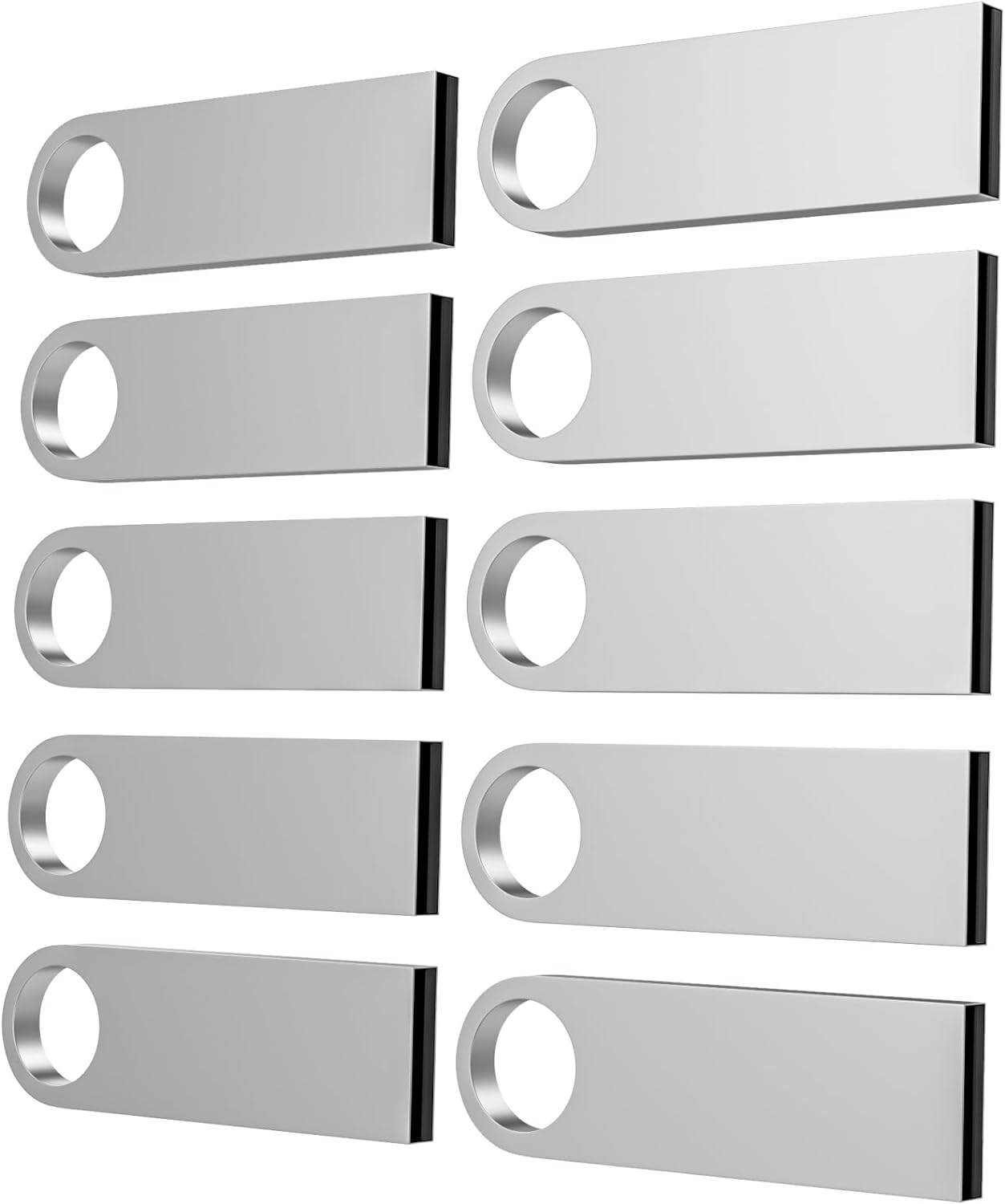ABLAZE 8GB Flash Drive 10 Pack, Metal USB 2.0 Thumb Drives with Keychains USB Sticks Pendrives (Sliver)