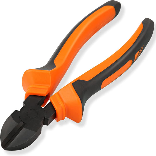 BOENFU Wire Cutters Electrical Heavy Duty CRV Steel, Comfort Grip Diagonal Cutting Pliers for Crafting, Floral Wire, Chicken Wire, Artificial Flowers, Orange, 7.5 Inches