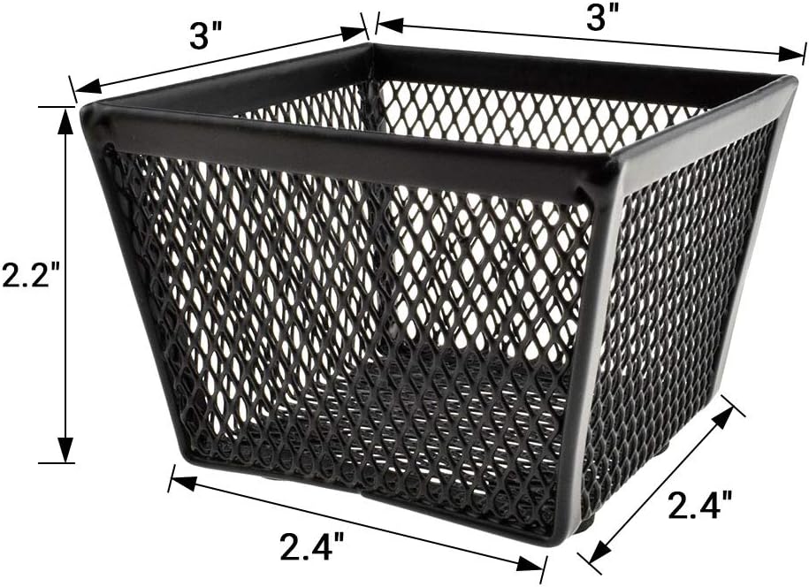 HAHIYO Stackable Paper Clip Mesh Holder Cup 2.2" Height 4 Pack Sturdy Paperclip Holder Container for Desk Drawer Organizer Collection for Home Office School Black Silver Soft Foam Feet No Sharp Edges