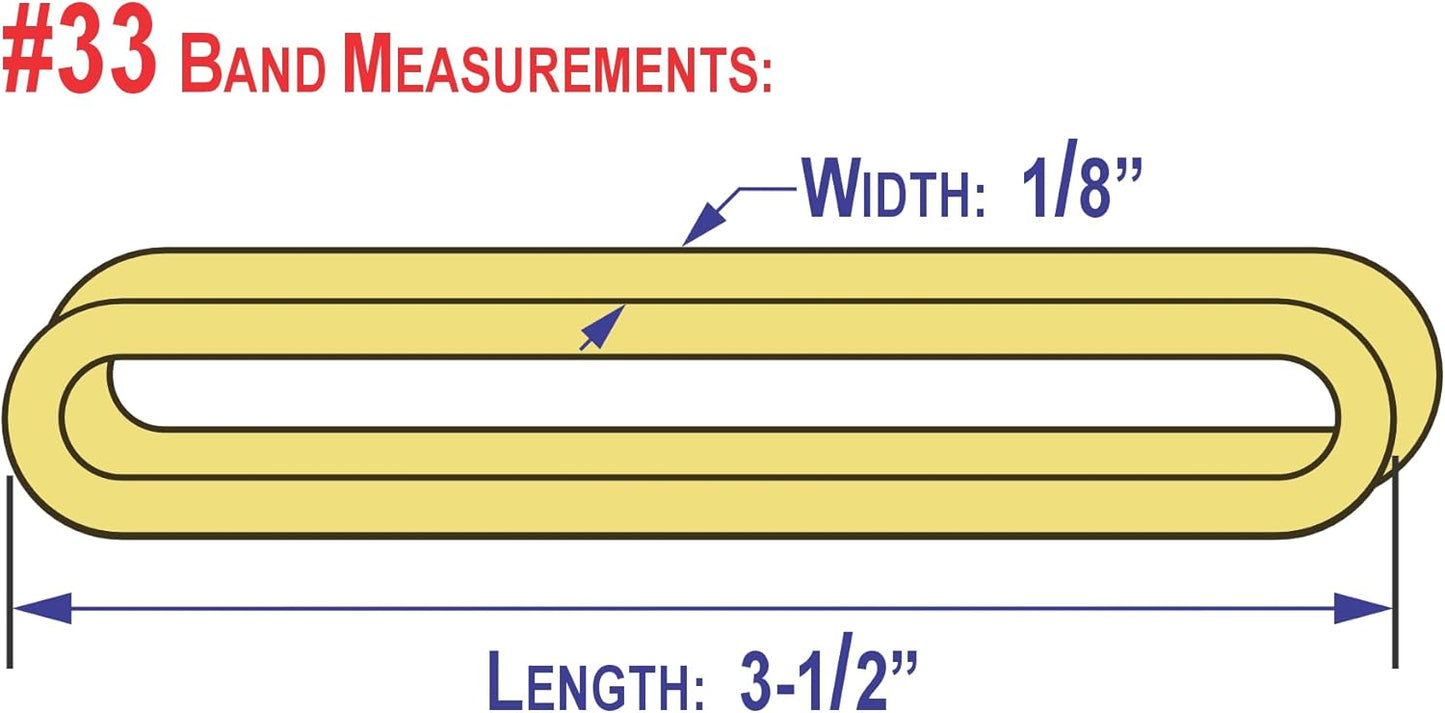 3-1/2" x 1/8'' - Size #33 - Rubber Band Depot - Everyday Rubber Bands, Business Bands - Approximately 820 Per Bag - 1 Pound Bag