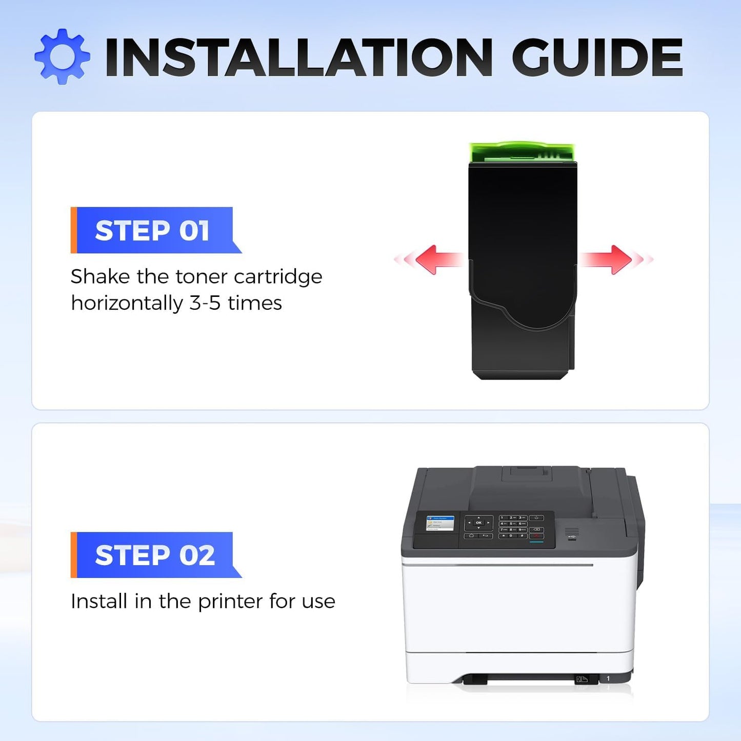 78C1XK0 78C1XC0 78C1XM0 78C1XY0 Toner Cartridge Set 4-Pack Printer High Yield Replacement Compatible with Lexmark CS421dn CS521dn CS622de CX421adn CX522ade CX622ade CX625ade CX625adhe Laser Ink Black