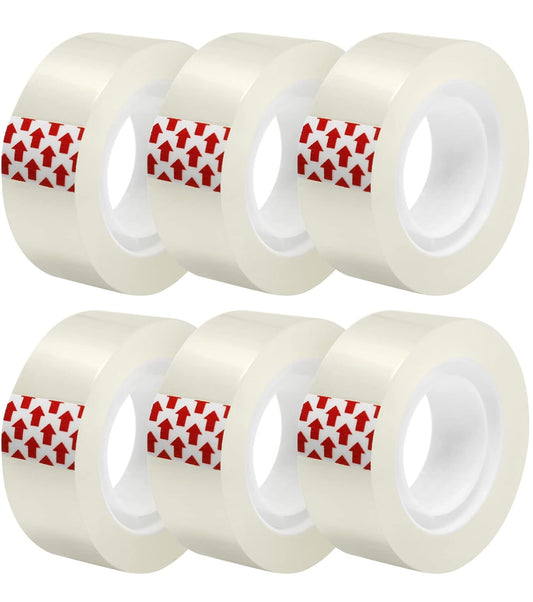 6 Rolls Transparent Tape Refills, Clear Tape Dispenser Refill Rolls, Glossy Gift Wrap Tapes for Office, School, Home, 3/4 x 1000 Inches