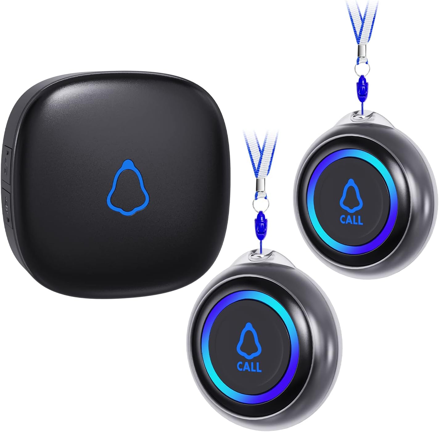 Caregiver Pager, Wireless Call Button for Seniors/Elderly at Home, 2 SOS Buttons + 1 Receiver Medical Life Alert System, Emergency Panic Call Bell, Nurse Calling & Patient Assistance Alarm