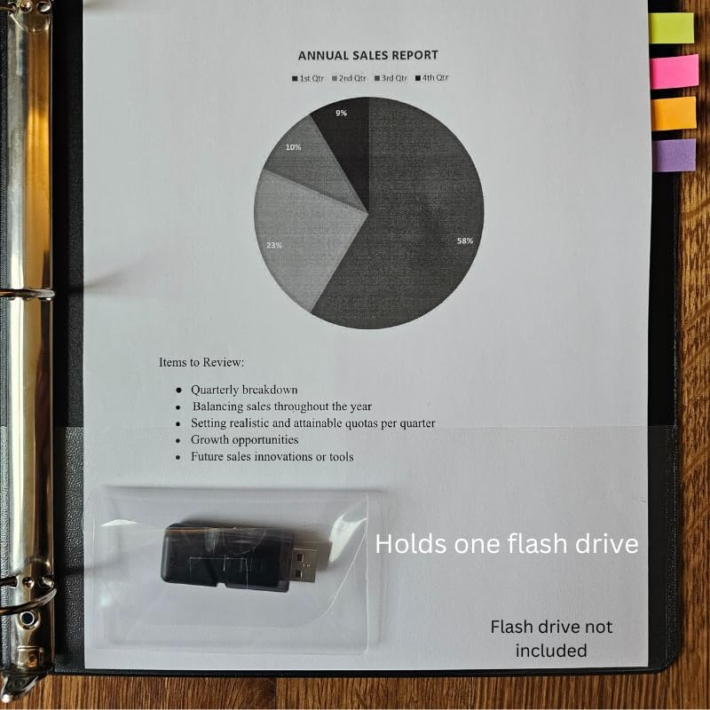 Business Card Pocket - Flash Drive Pocket - Self Adhesive - Open Long - Resealable Flap - BIS10130 (500-Pack), Clear