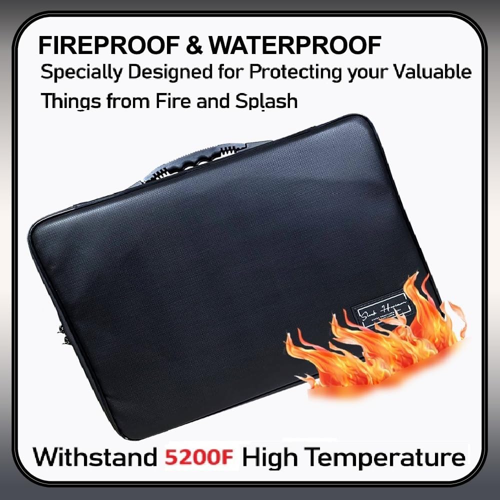 Fireproof Document Organizer Bag with Lock, 13 Labeled Pockets & Passport Pouch – Waterproof File Folder for Home, Office & Travel