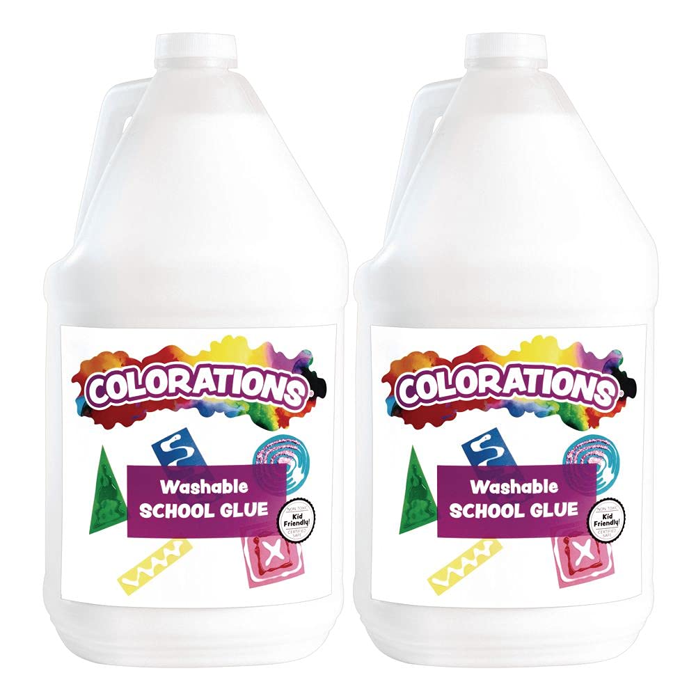 Colorations White School Liquid Glue, 2 Gallons, Dries Clear, Gluing, Crafts, School Supplies, Classroom, Projects, Washable School Glue, Non-Toxic