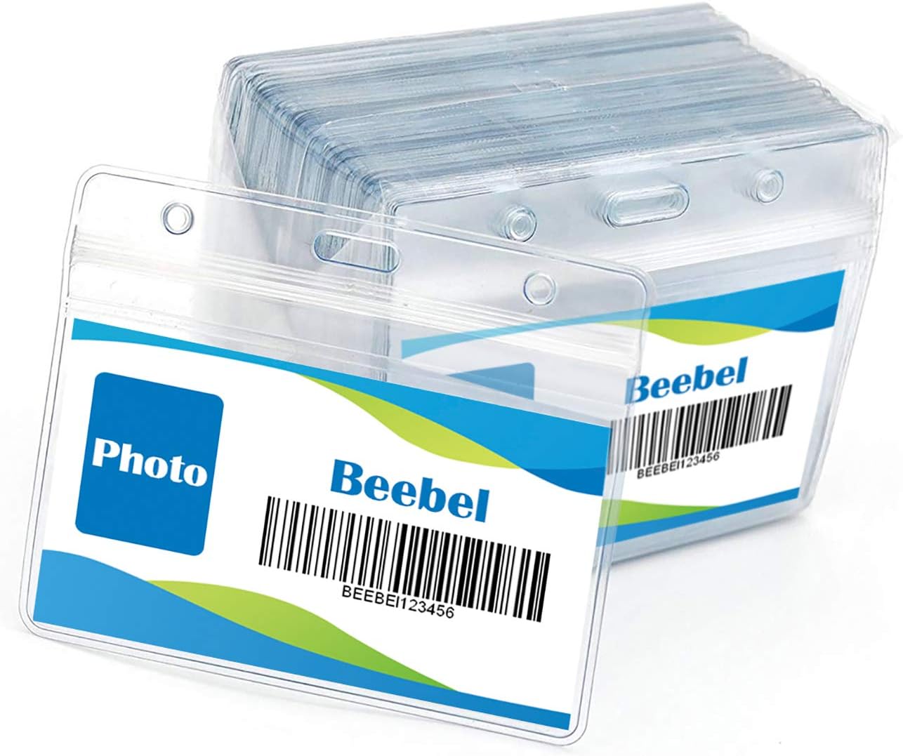 Beebel ID Badge Holder Lanyards with Waterproof Badge Card Bulk Lanyard for Name Tags Holders(Black)