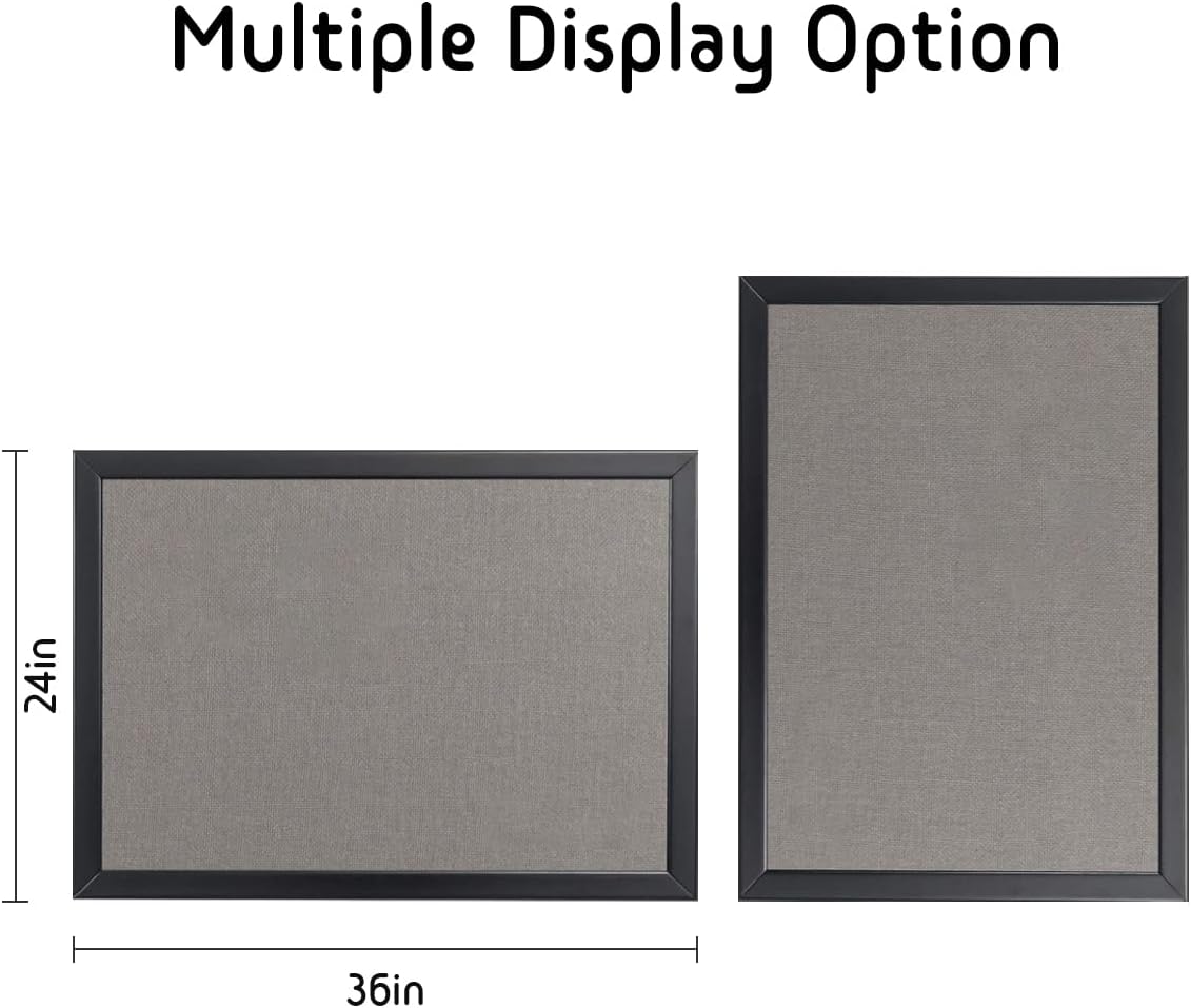 Gideal Cork Board Bulletin Board, 24 x 36 Inch Cork Boards for Walls, Large Cork Board for Office, School & Home with Imported Solid Wood Frame and Grey Canvas, Wall Mounted Notice Boards, 2 Pack