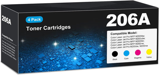 206A Toner Cartridges M283fdw M283cdw for HP 206A 206X Toner Cartridges 4 Pack, HP206A HP206X 206 Toner Cartridge Set for Color Laserjet Pro MFP M255dw M283cdw M283fdw M283fdn M282nw M255nw Cartridge