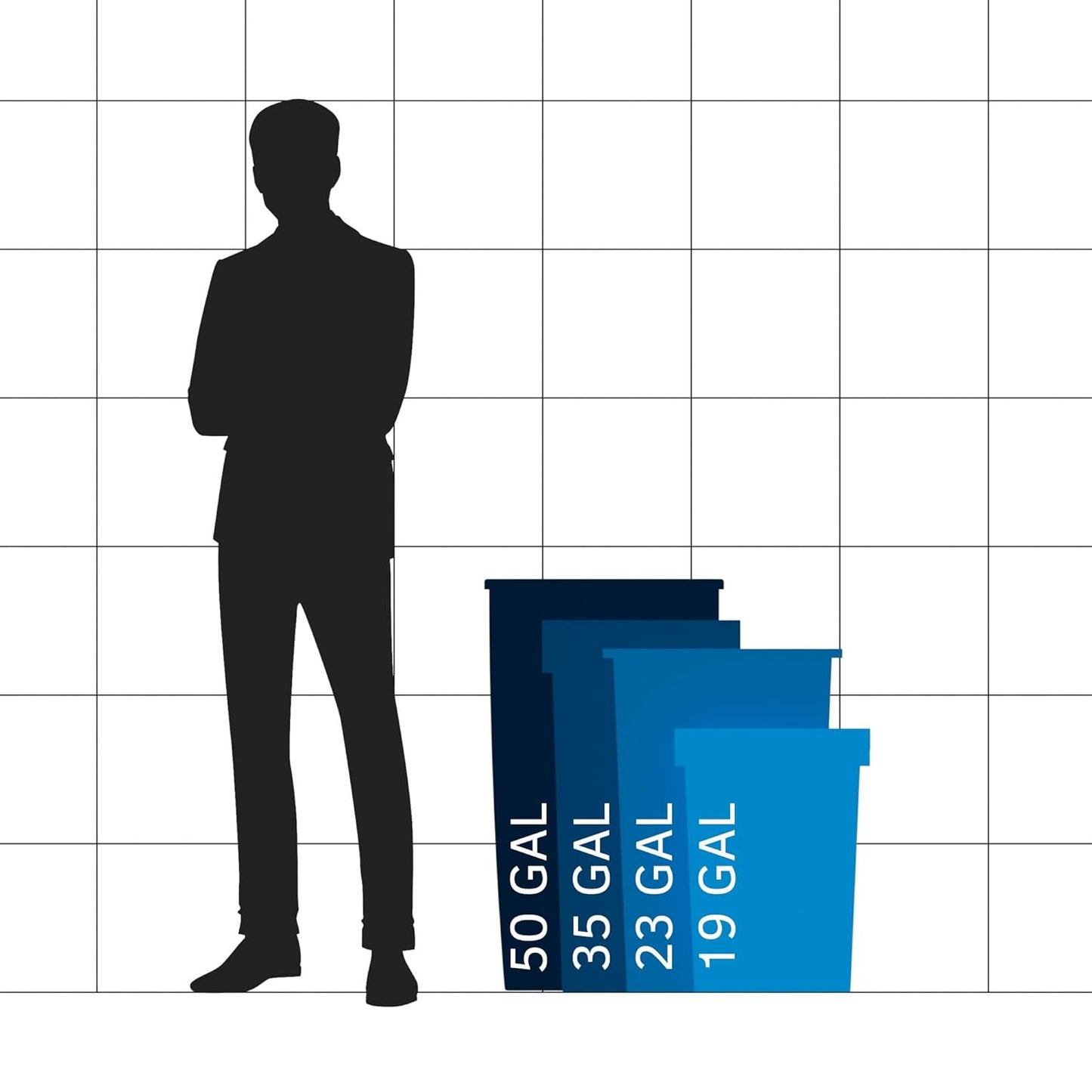 35 Gallon Black Square Commercial Trash Can