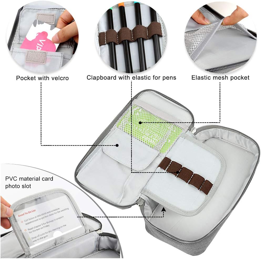 Homecube Pencil Case Capacious Pen Pencil Holder Box Makeup Pens Pouch Oxford Cloth Bag Large Storage Stationery Organizer with Zipper for School & Office - Gray