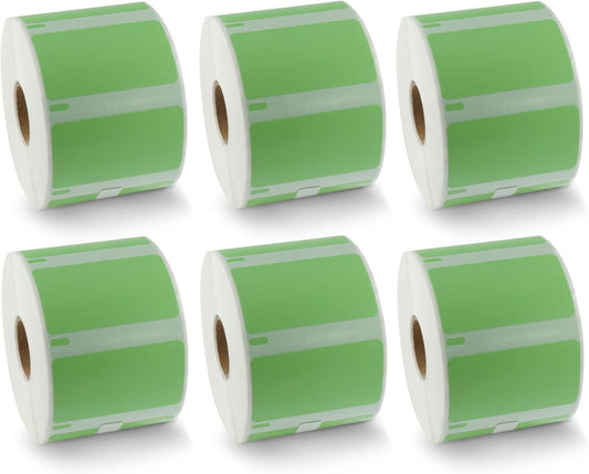 BETCKEY - Compatible DYMO 30334 (2-1/4" x 1-1/4") Medium Multipurpose Barcode/FNSKU Labels - Compatible with Rollo, DYMO Labelwriter 450, 4XL & Zebra Desktop Printers[6 Rolls, 6000 Labels, Green]
