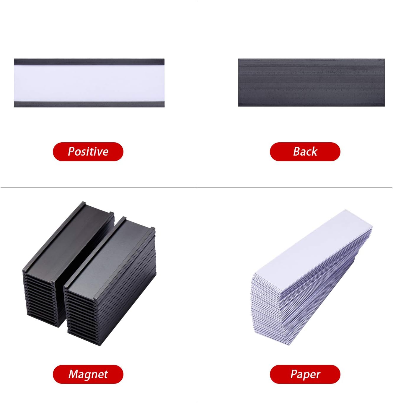 Eeoyu Magnetic Label Holders with Magnets Magnetic Data Card Holders with Clear Plastic Protectors for Metal Shelf, Whiteboard, Set of 50 (1 x 3 Inch)