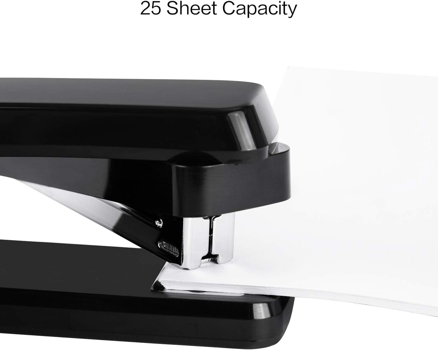 Deli Swing-Arm Swivel Stapler, 25 Sheet Capacity, 360 Degree Rotate Desktop Staplers for Booklet or Book Binding, Black
