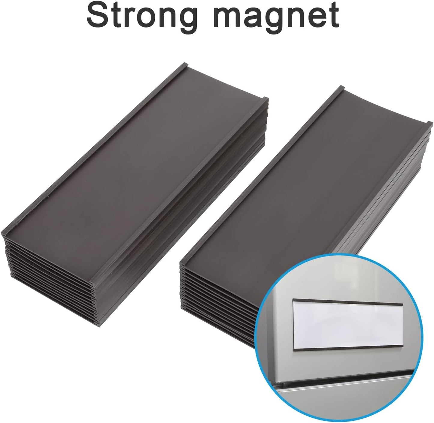 Eeoyu Magnetic Label Holders with Magnets Magnetic Data Card Holders with Clear Plastic Protectors for Metal Shelf, Whiteboard, Set of 50 (3 x 8 Inch)