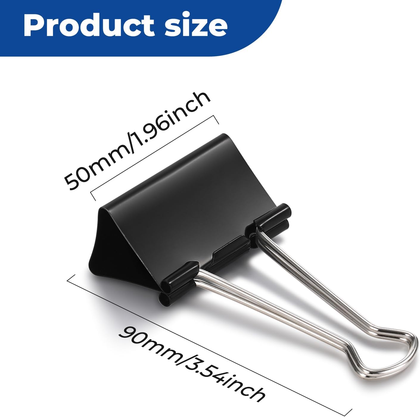 Eclirgan 1.9-Inch Large Binder Clip with Heavy-Duty/Folding/Rust-Resistant,48-Pack Thick Metal Office Clip in 4 Boxes,Black Paper Clamps for School/Outdoor Use/Office/Home