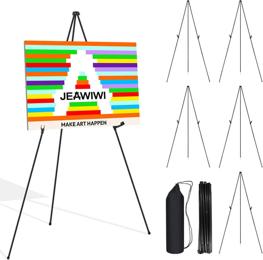 6PCS Black Easel Stand for Wedding Sign Stand, 66 Inch Adjustable Metal Easels for Display, Portable Folding Easel for Wedding, Display Show, Arts, Poster with Portable Bags