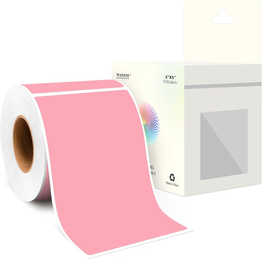 3 x 5 Inch 250Pcs Rectangle Color Coding Stickers,Strong Adhesion, Easy to Write Label for Organization,Inventory,Business Labeling,Pink
